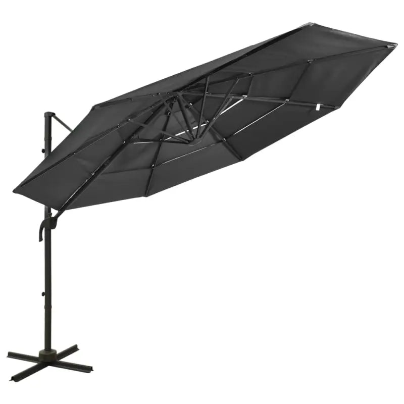 4-laagse parasol met gepoedercoat aluminium paal voor UV en vochtbescherming - Antraciet / 1 - Parasols en zonneschermen