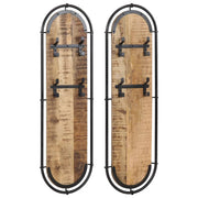 vidaXL Wandkapstokken 2 st met 4 haken massief gerecycled hout