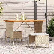vidaXL Tuintafel met acaciahouten blad 105x75x72 cm poly rattan grijs