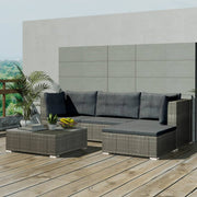 vidaXL 5-delige Loungeset met kussens poly rattan zwart