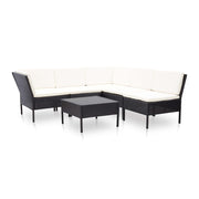 vidaXL 6-delige Loungeset met kussens poly rattan bruin