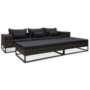vidaXL 5-delige Loungeset met kussens poly rattan grijs
