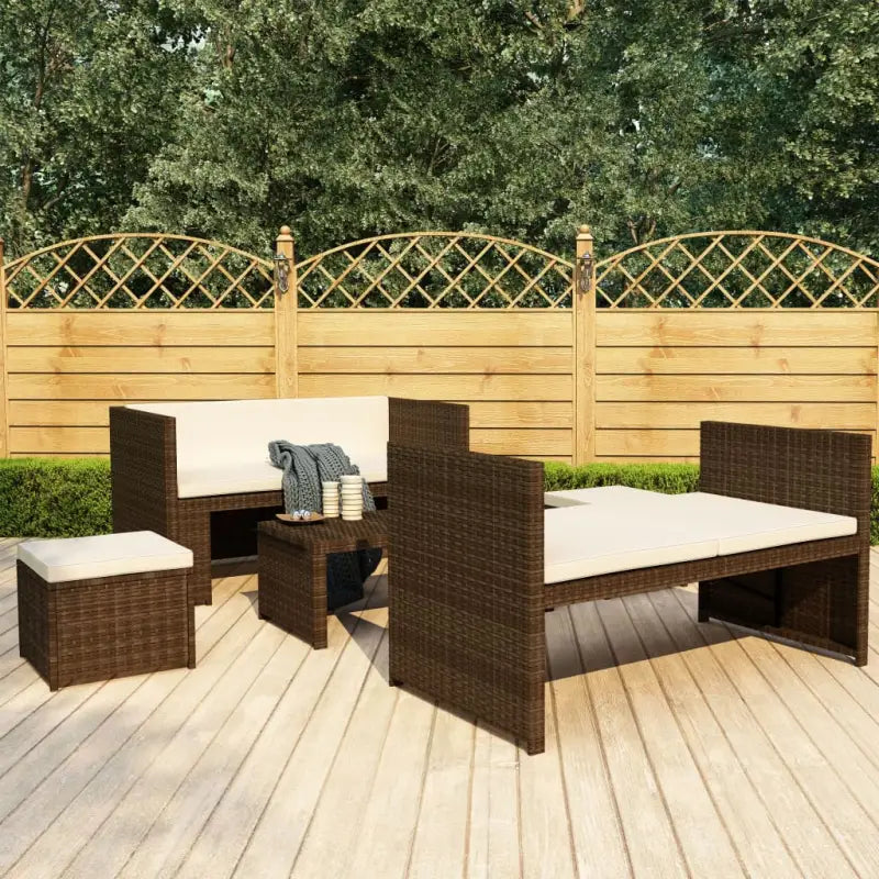 5-delige poly rattan loungeset met stalen frame inclusief levering - Bruin - Tuinsets