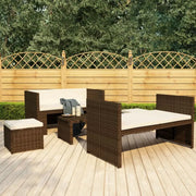 5-delige poly rattan loungeset met stalen frame inclusief levering - Bruin - Tuinsets