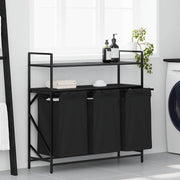 vidaXL Wasmand 3 vakken met planken bruin eikenkleurig