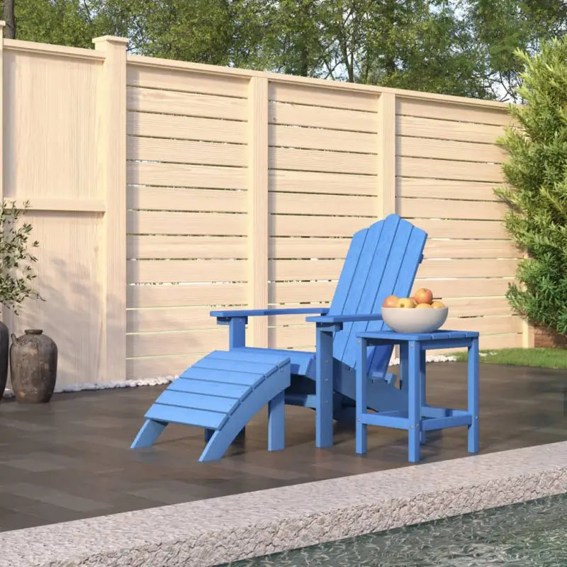 Adirondack Tuinstoel met voetenbank en tafel voor tuin en terras - Waterblauw / 1 / Fauteuil + voetensteun + Tafel