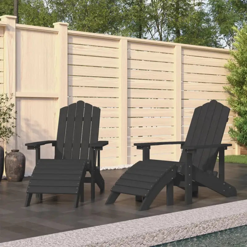 Adirondack Tuinstoel met voetenbank en tafel voor tuin en terras - Antraciet / 1 / 2x Fauteuil + 2x voetensteun