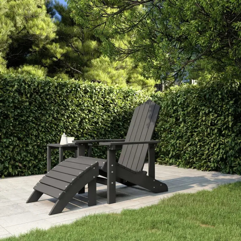 Adirondack Tuinstoel met voetenbank en tafel voor tuin en terras - Antraciet / 1 / Fauteuil + voetensteun - Tuinstoelen