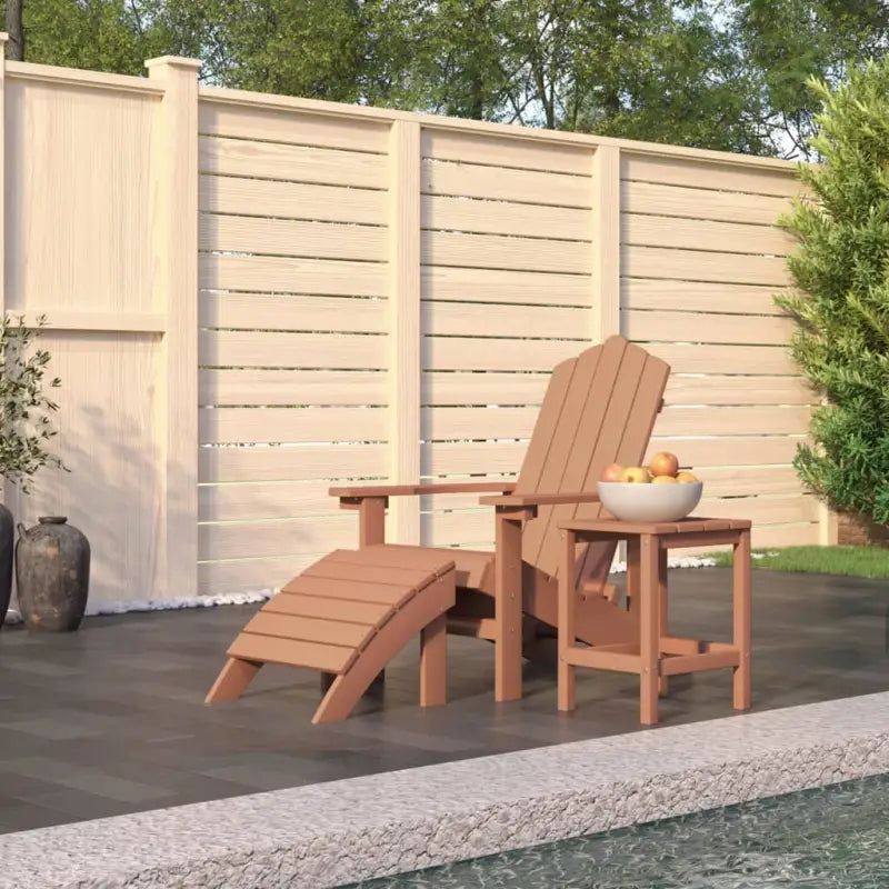 Adirondack Tuinstoel met voetenbank en tafel voor tuin en terras - Bruin / 1 / Fauteuil + voetensteun + Tafel