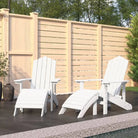 Adirondack Tuinstoel met voetenbank en tafel voor tuin en terras - Wit / 1 / 2x Fauteuil + 2x voetensteun - Tuinstoelen