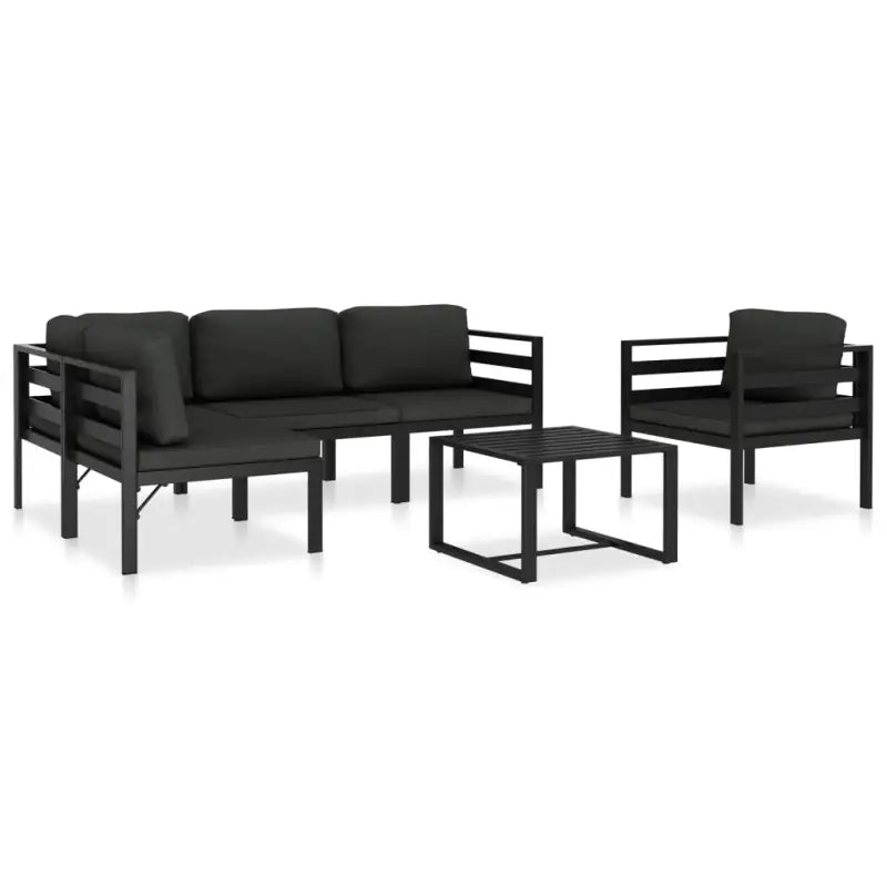 Aluminium Loungeset voor de Tuin met Modulaire Ontwerp - 2x hoek + 2x midden + Fauteuil + Tafel - Tuinsets