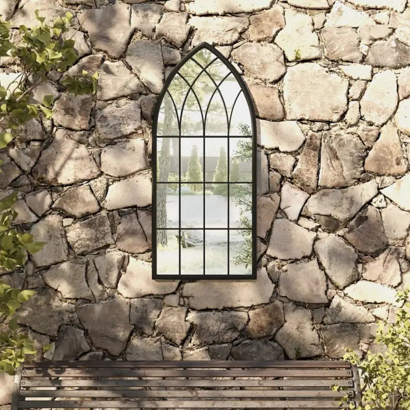 Antieke buitenspiegel van ijzer met roestlook - Zwart / 100 x 45 cm / 1 - Spiegels