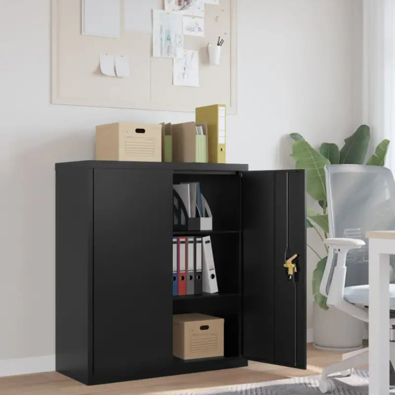 Archiefkast met verstelbare schappen voor stijlvol kantooropslag - Zwart / 90 x 40 x 105 cm / 1 - Archiefkasten