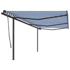 Automatische uitschuifbare luifel met gepoedercoat aluminium frame - Blauw en wit / 6 x 3.5 m / 1 - Zonwering
