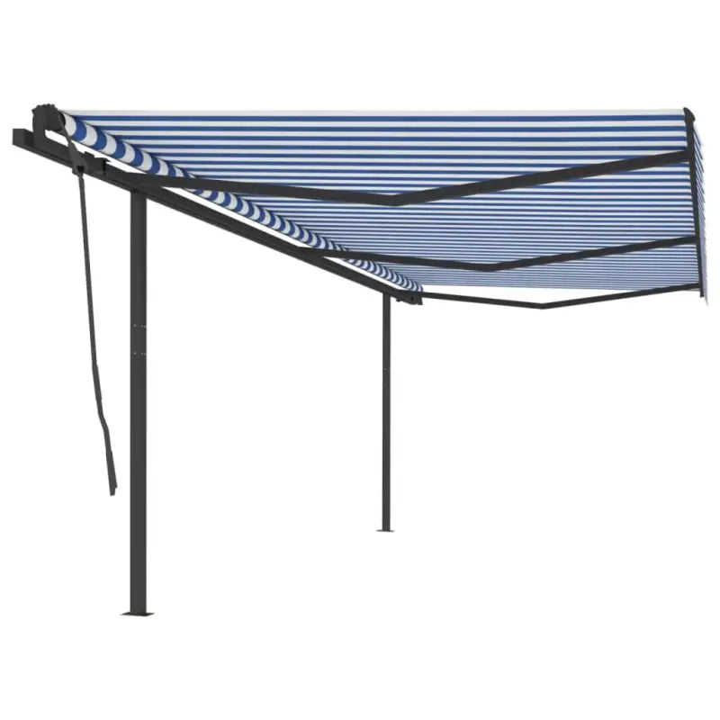 Automatische uitschuifbare luifel met gepoedercoat aluminium frame - Blauw en wit / 6 x 3.5 m / 1 - Zonwering