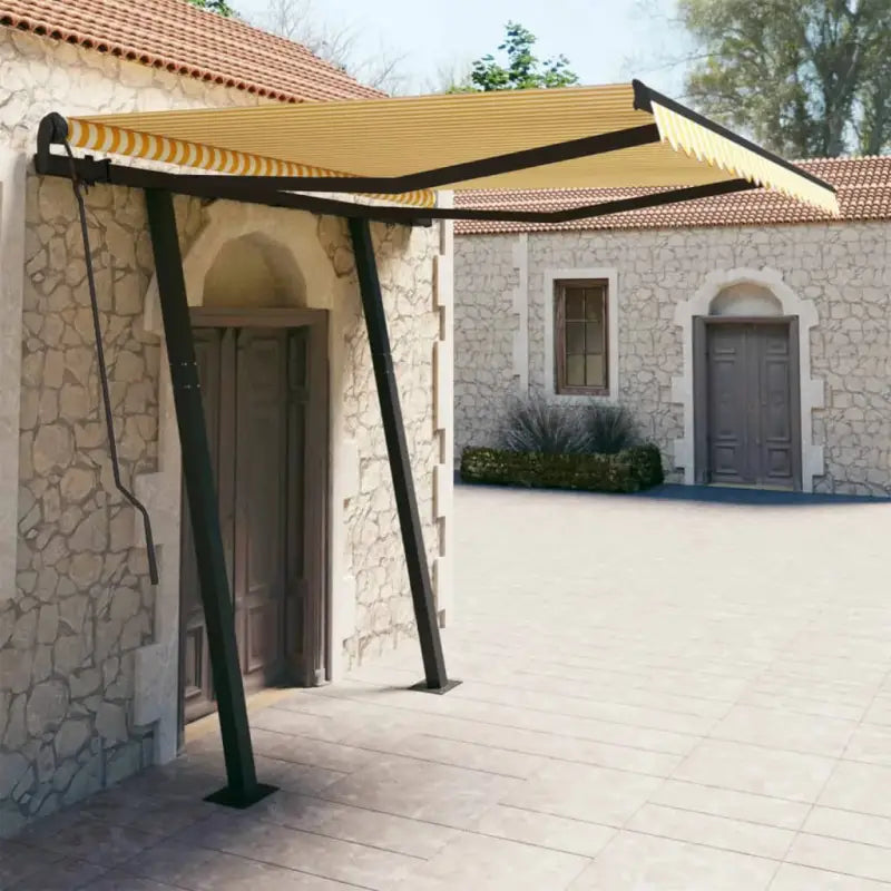 Automatische uitschuifbare luifel met gepoedercoat aluminium frame - Geel en wit / 3 x 2.5 m / 1 - Zonwering