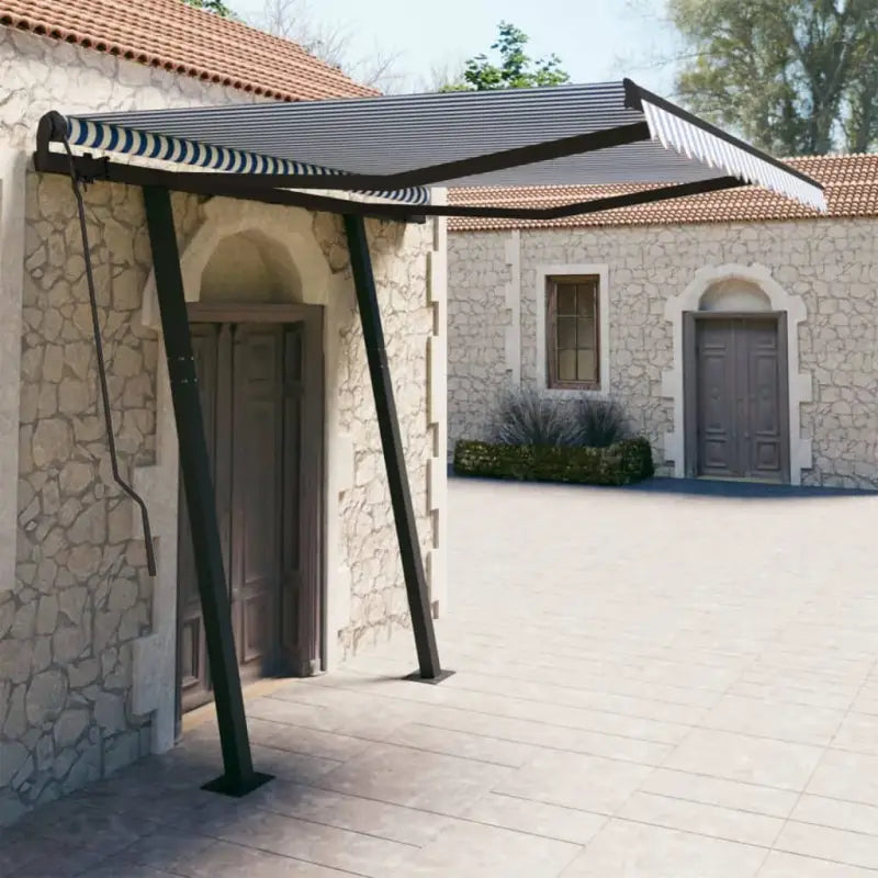 Automatische uitschuifbare luifel met gepoedercoat aluminium frame - Blauw en wit / 3 x 2.5 m / 1 - Zonwering