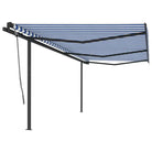 Automatische uitschuifbare luifel met gepoedercoat aluminium frame - Blauw en wit / 6 x 3 m / 1 - Zonwering