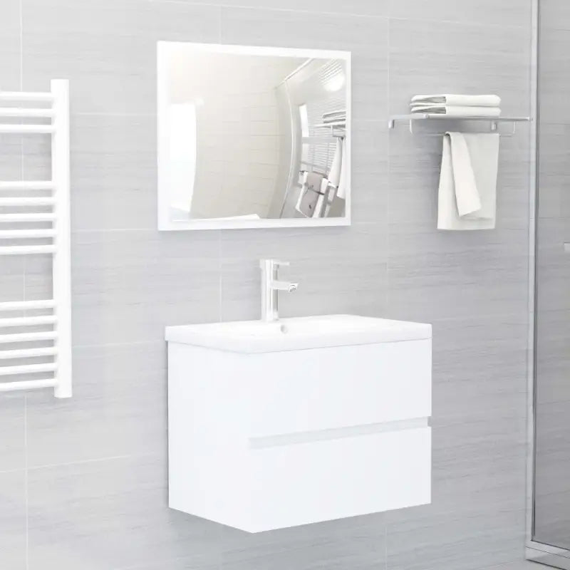 Badekamermeubelset met bewerkt hout en perfecte pasvorm - Wit / 60 x 38.5 x 45 cm / met kraan - Badkamermeubelsets