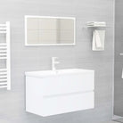 Badekamermeubelset met bewerkt hout en perfecte pasvorm - Wit / 80 x 38.5 x 45 cm / met kraan - Badkamermeubelsets
