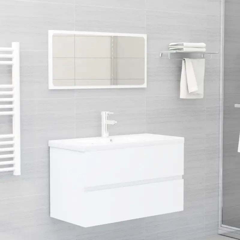 Badekamermeubelset met bewerkt hout en perfecte pasvorm - Wit / 80 x 38.5 x 45 cm / met kraan - Badkamermeubelsets