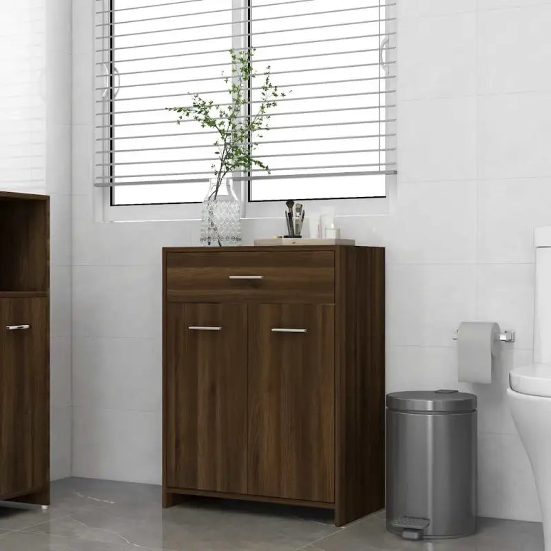 Badekamermeubelset met bewerkt hout voor extra opbergruimte - bruin eikenkleur - Badkamermeubelsets