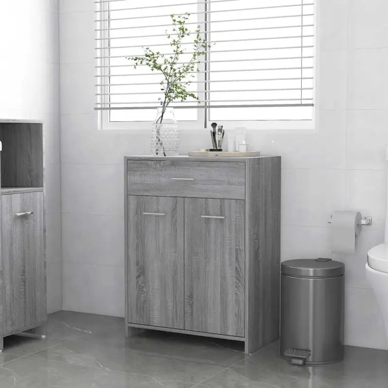 Badekamermeubelset met bewerkt hout voor extra opbergruimte - Grijs sonoma - Badkamermeubelsets