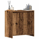 Badekamermeubelset met hoogglans wit en bewerkt hout voor extra opbergruimte - Oud hout - Badkamermeubelsets