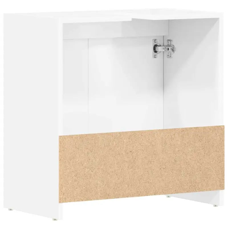 Badekamermeubelset met hoogglans wit en bewerkt hout voor extra opbergruimte - Badkamermeubelsets