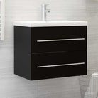 Badezimmermeubelset met stevige bewerkt hout gootsteenkast - Zwart / 60 x 38.5 x 48 cm - Badkamermeubelsets