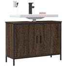 Badkamerkaptafel in grijs sonoma met bewerkt hout en stevige constructie - bruin eikenkleur / 80 x 30 x 60 cm / 1