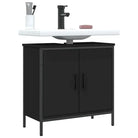 Badkamerkaptafel in grijs sonoma met bewerkt hout en stevige constructie - Zwart / 60 x 30 x 60 cm / 1