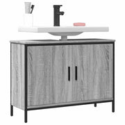 Badkamerkaptafel in grijs sonoma met bewerkt hout en stevige constructie - Badkamerkaptafels