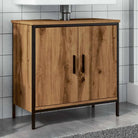 Badkamerkaptafel in grijs sonoma met bewerkt hout en stevige constructie - artisanaal eikenkleurig / 60 x 30 x 60 cm