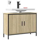 Badkamerkaptafel in grijs sonoma met bewerkt hout en stevige constructie - Sonoma eiken / 80 x 30 x 60 cm / 1
