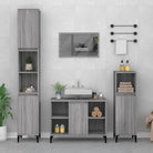 Badkamerkaptafel in Hoogglans Wit met bewerkt hout en veel opbergruimte - Grijs sonoma / 1 - Badkamerkaptafels