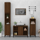 Badkamerkaptafel in Hoogglans Wit met bewerkt hout en veel opbergruimte - bruin eikenkleur / 1 - Badkamerkaptafels