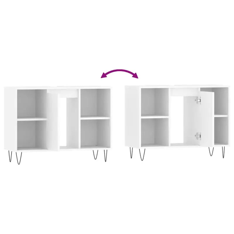 Badkamerkaptafel met ijzeren poten en bewerkt hout voor opbergruimte - Badkamerkaptafels