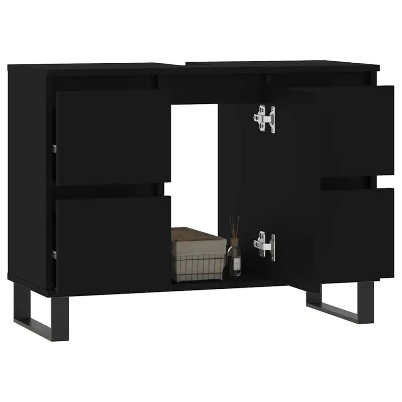 Badkamerkaptafel met ijzeren poten van bewerkt hout voor opbergruimte - Badkamerkaptafels