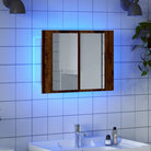 Badkamerkaptafel met LED-verlichting in grijs sonoma eiken bewerkt hout - Oud hout / 1 - Badkamerkaptafels