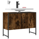Badkamerkaptafel met stevige constructie en bewerkt hout - Gerookt eiken / 1 / 80 cm - Badkamerkaptafels