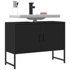 Badkamerkaptafel met stevige constructie en bewerkt hout - Zwart / 1 / 80 cm - Badkamerkaptafels