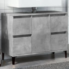 Badkamerkaptafel van bewerkt hout met veel opbergruimte - Betongrijs / 1 - Badkamerkaptafels