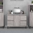 Badkamerkaptafel van bewerkt hout met veel opbergruimte - Grijs sonoma / 1 - Badkamerkaptafels