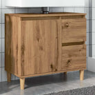 Badkamerkaptafel van massief eucalyptushout met veel opbergruimte - artisanaal eikenkleurig / 1 - Badkamerkaptafels