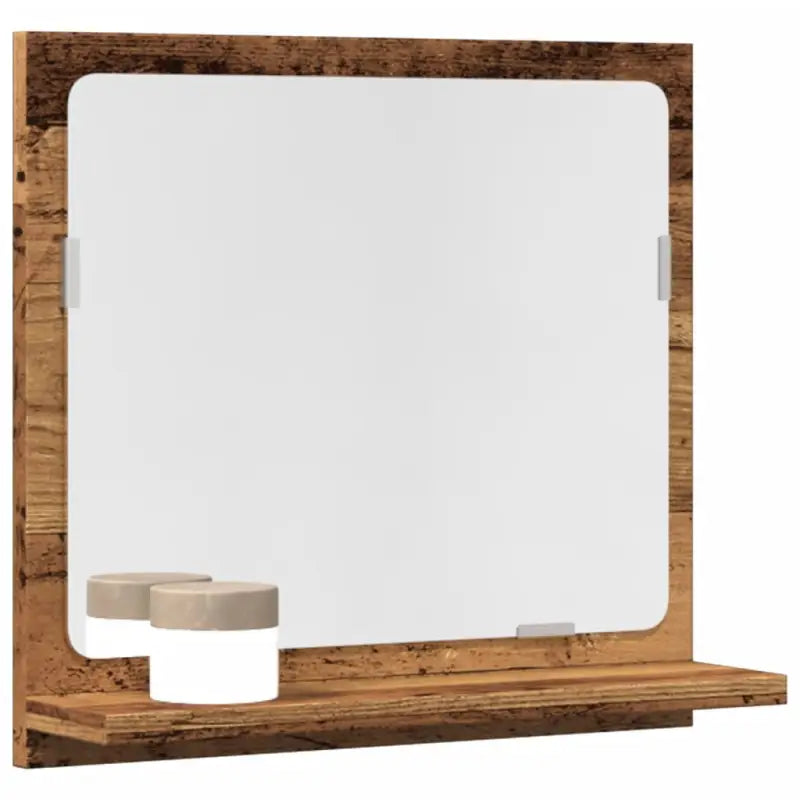 Badkamerkaptafels met wandspiegel in bewerkt hout voor een moderne uitstraling - Oud hout / 40 x 11 x 37 cm / 1