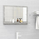 Badkamerkaptafels met wandspiegel in bewerkt hout voor een moderne uitstraling - Betongrijs / 60 x 10.5 x 37 cm / 1