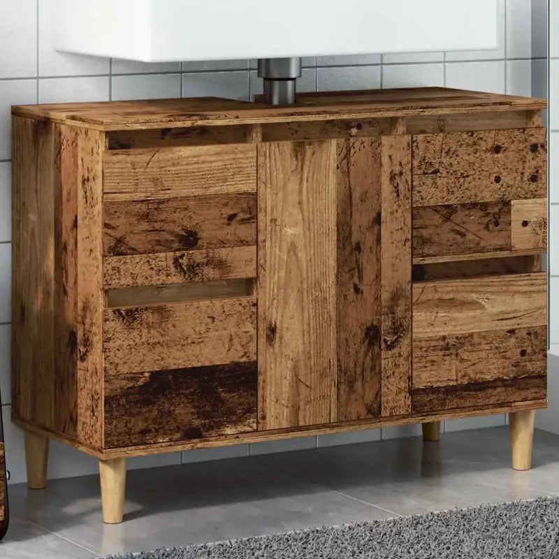 Badkamerkaptafels van massief eucalyptushout met veel opbergruimte - Oud hout / 1 - Badkamerkaptafels