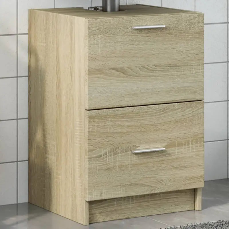 Badkamermeubelset met bewerkt hout en veel opbergruimte - Sonoma eiken / 40 x 37 x 59 cm - Badkamermeubelsets