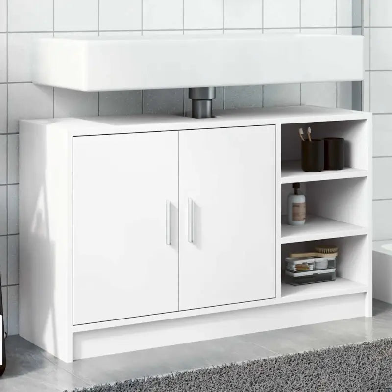 Badkamermeubelset met bewerkt hout voor een opgeruimde uitstraling - Wit / 90 x 29 x 55 cm - Badkamermeubelsets